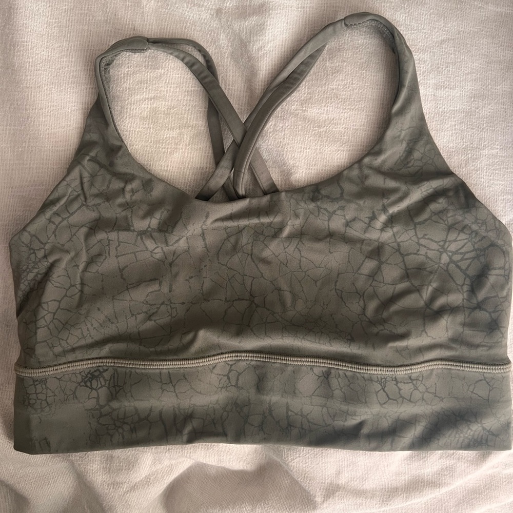 Lululemon energy longline bra. Size 8, green marble print.